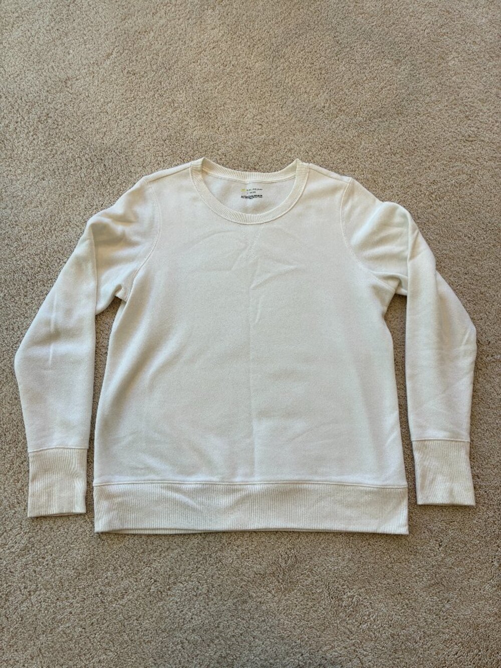 Unisex Tek Gear Cream/Off-White Long-Sleeve Fleece-like Sweatshirt Top